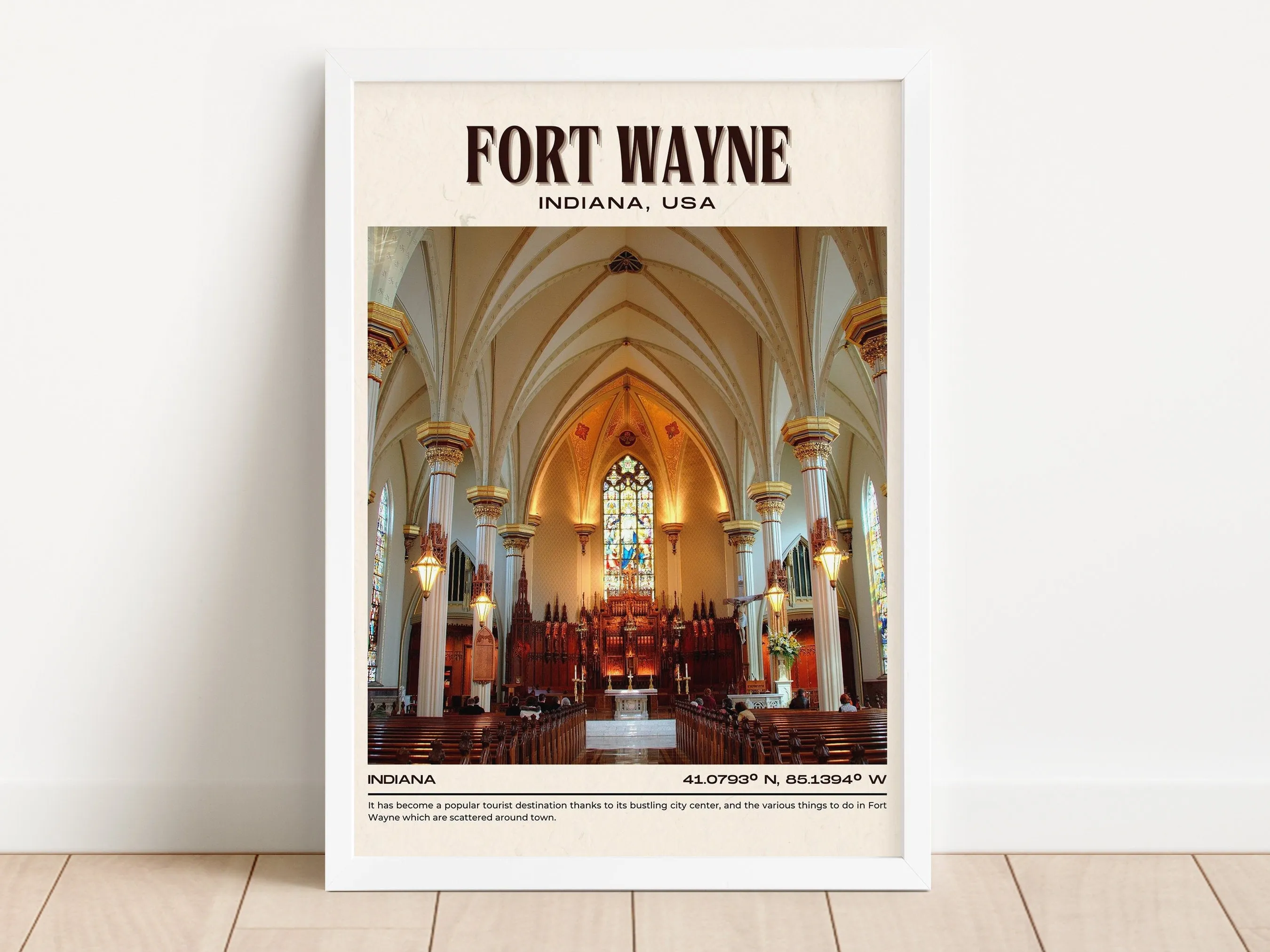 Fort Wayne Vintage Wall Art, Indiana, USA