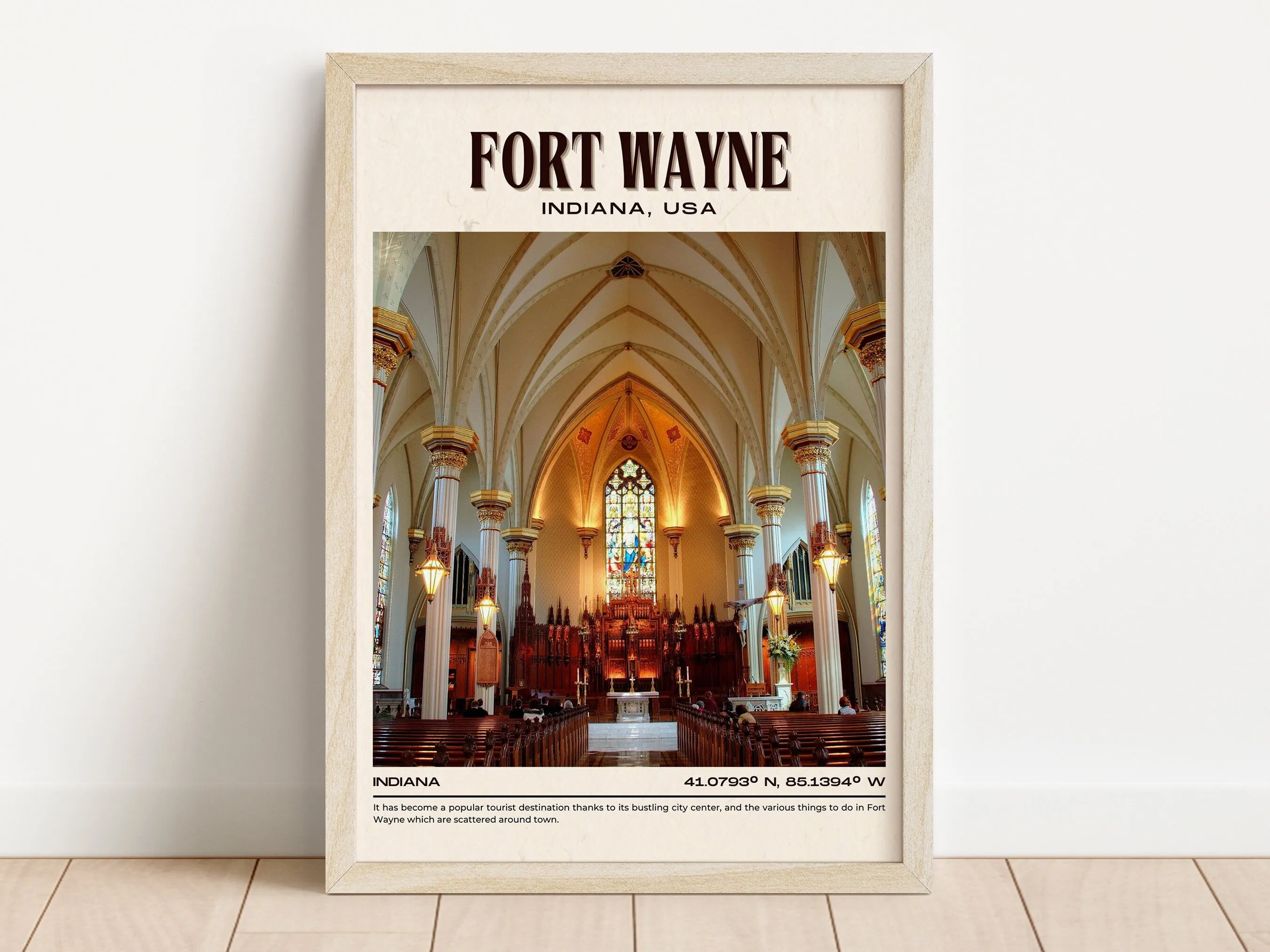 Fort Wayne Vintage Wall Art, Indiana, USA