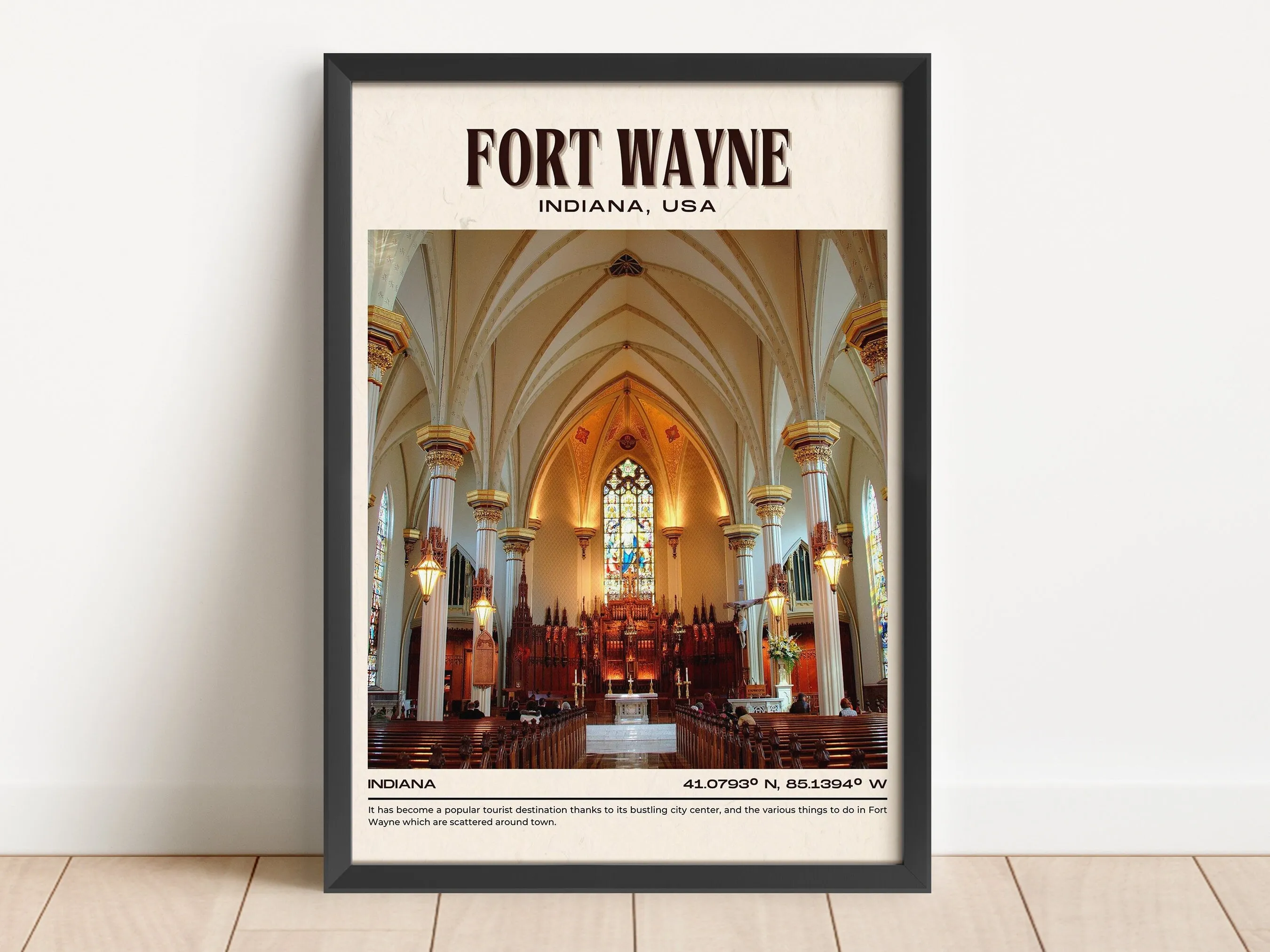 Fort Wayne Vintage Wall Art, Indiana, USA
