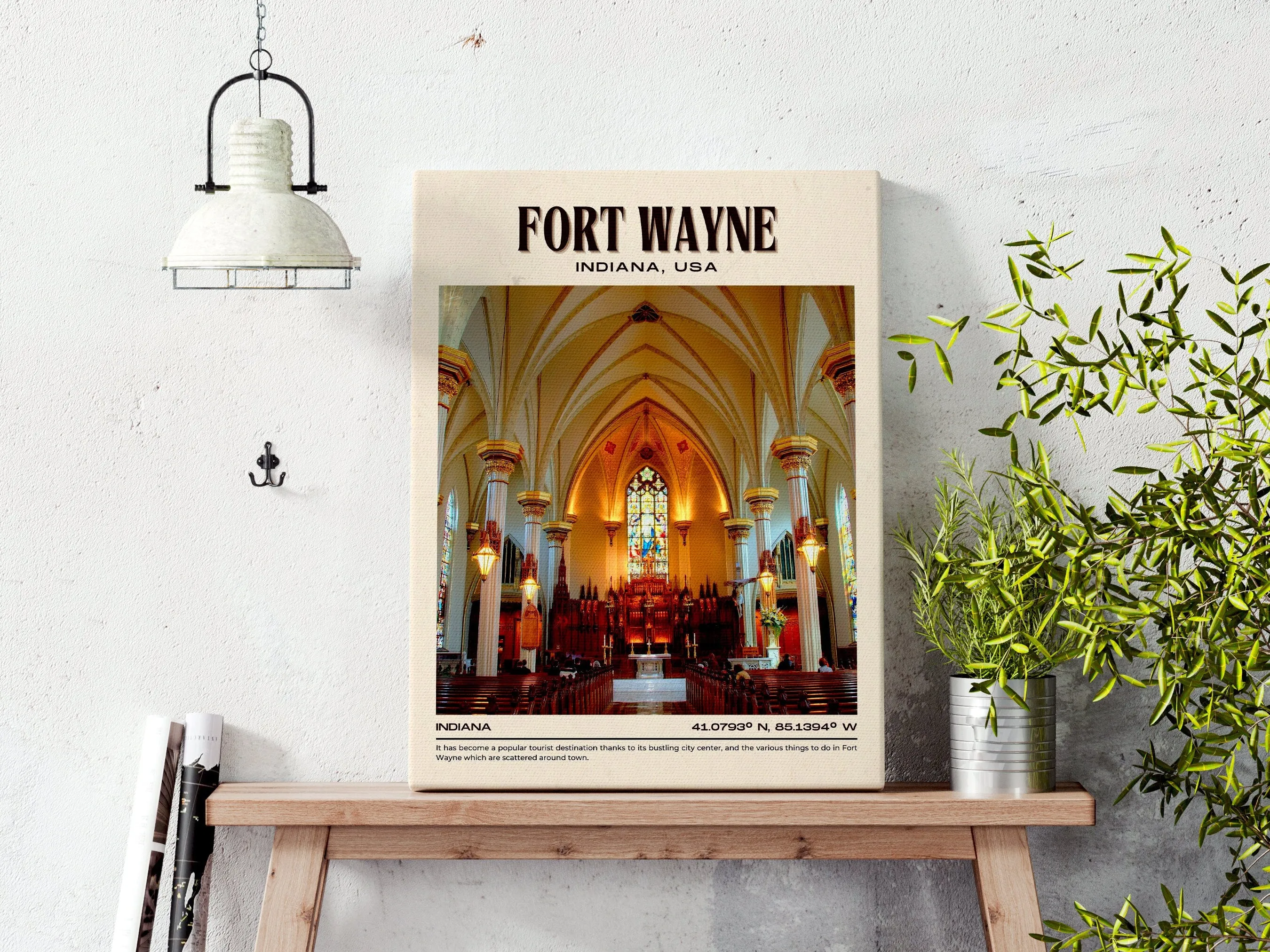 Fort Wayne Vintage Wall Art, Indiana, USA
