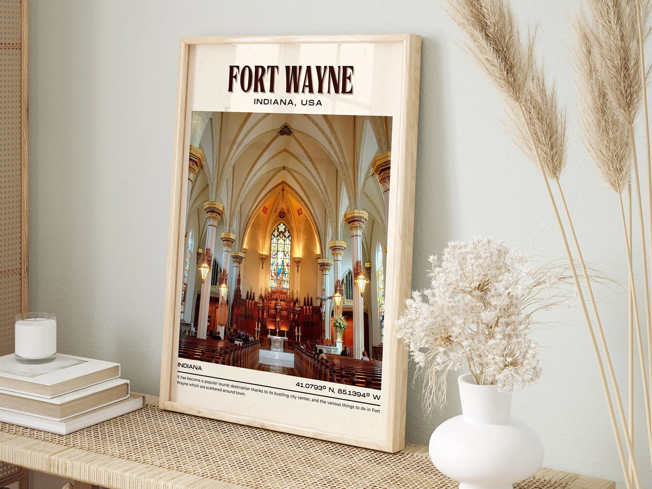 Fort Wayne Vintage Wall Art, Indiana, USA