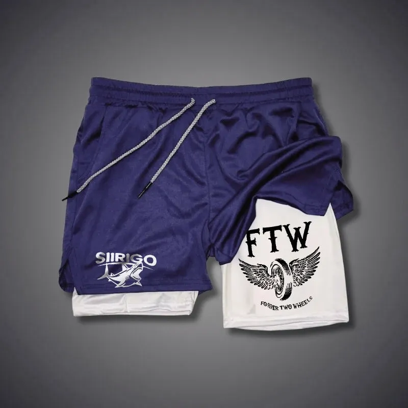 FTW FOREVER TWO WHEELS Angel Wings 2 In 1 GYM PERFORMANCE SHORTS