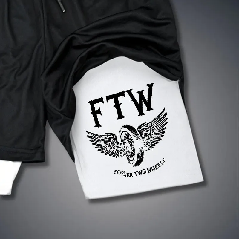 FTW FOREVER TWO WHEELS Angel Wings 2 In 1 GYM PERFORMANCE SHORTS