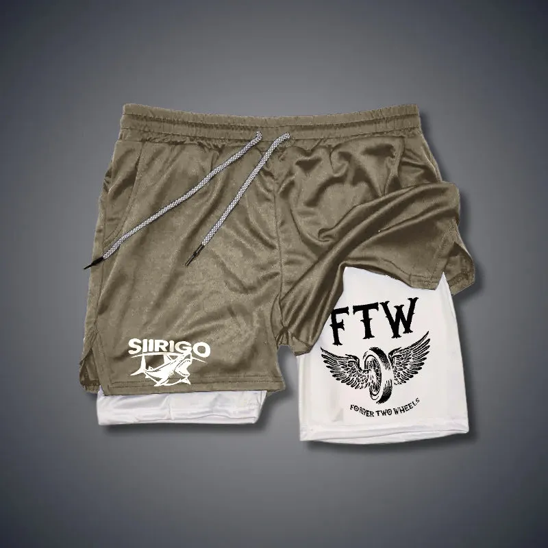FTW FOREVER TWO WHEELS Angel Wings 2 In 1 GYM PERFORMANCE SHORTS