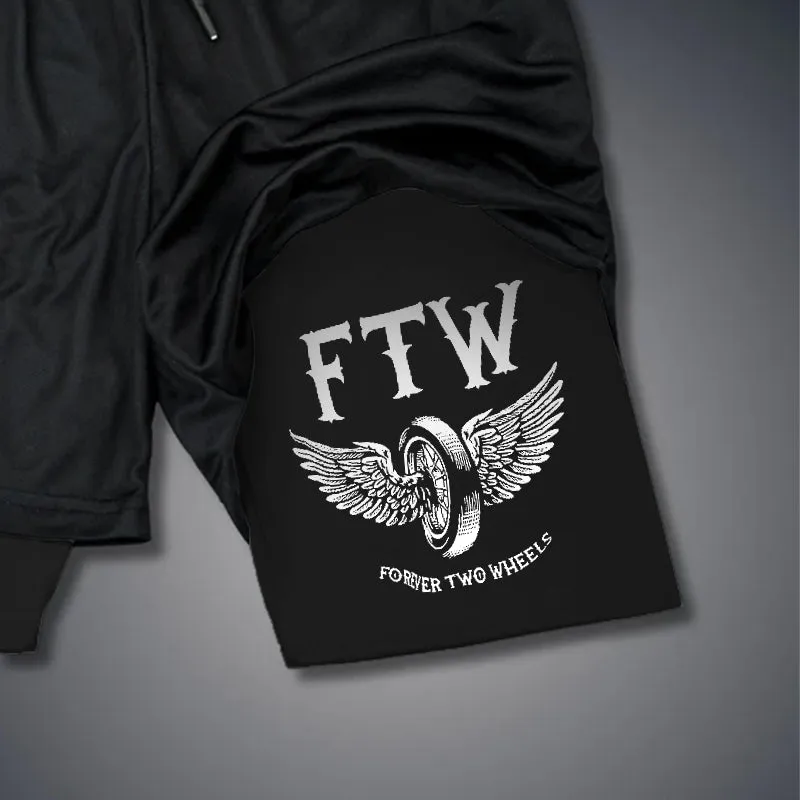 FTW FOREVER TWO WHEELS Angel Wings 2 In 1 GYM PERFORMANCE SHORTS