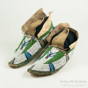 Fully Beaded 19th Century Cheyenne Moccasins