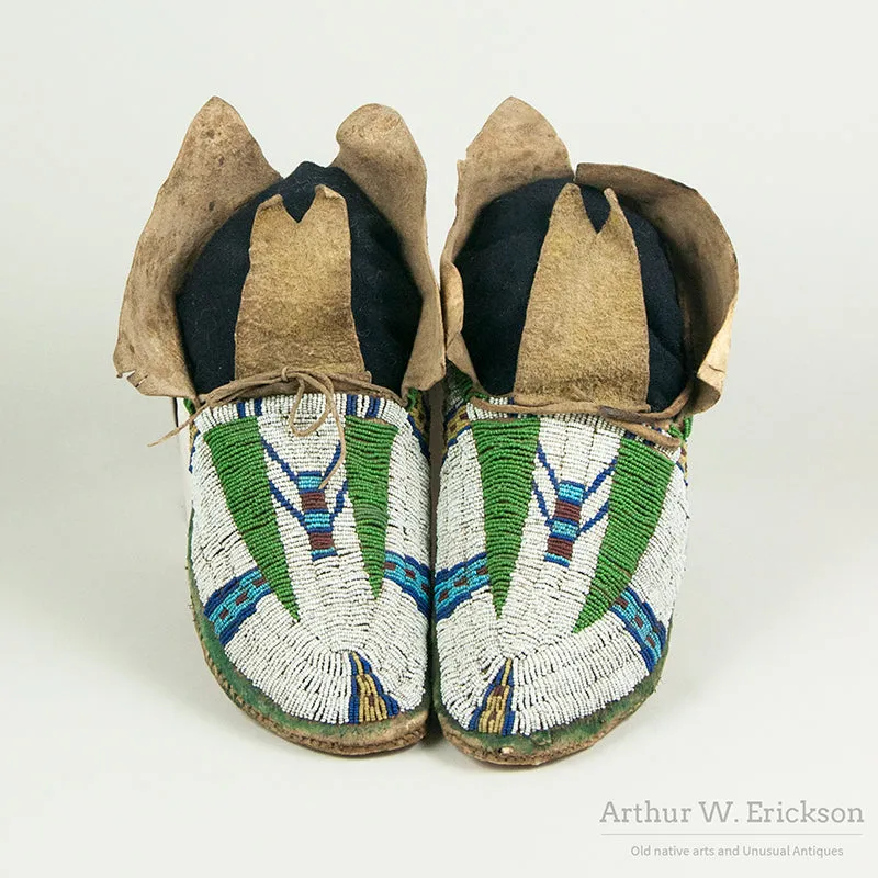 Fully Beaded 19th Century Cheyenne Moccasins