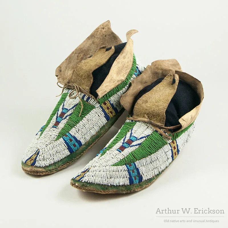 Fully Beaded 19th Century Cheyenne Moccasins