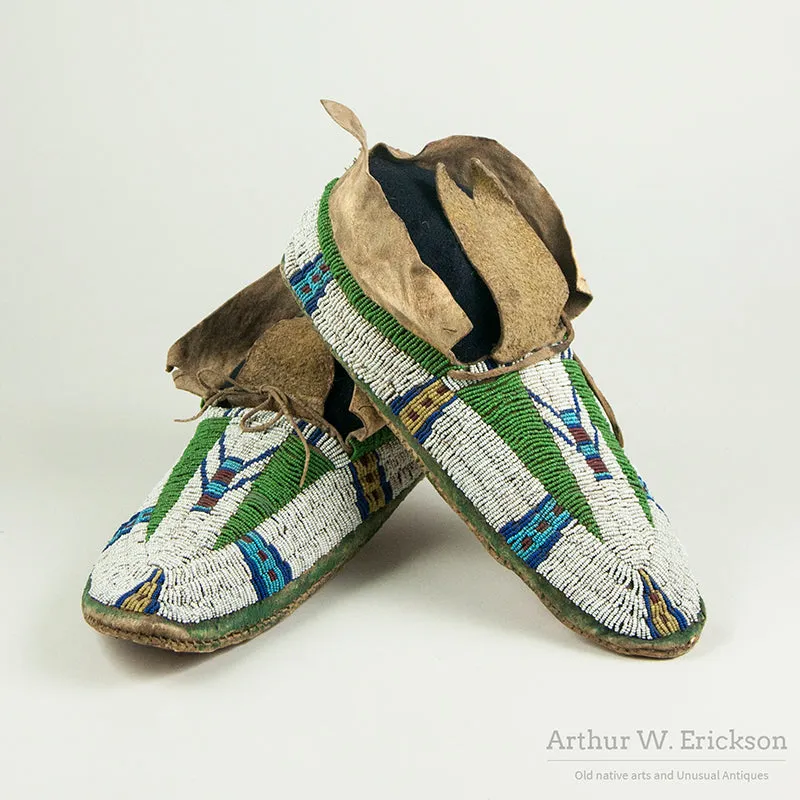 Fully Beaded 19th Century Cheyenne Moccasins