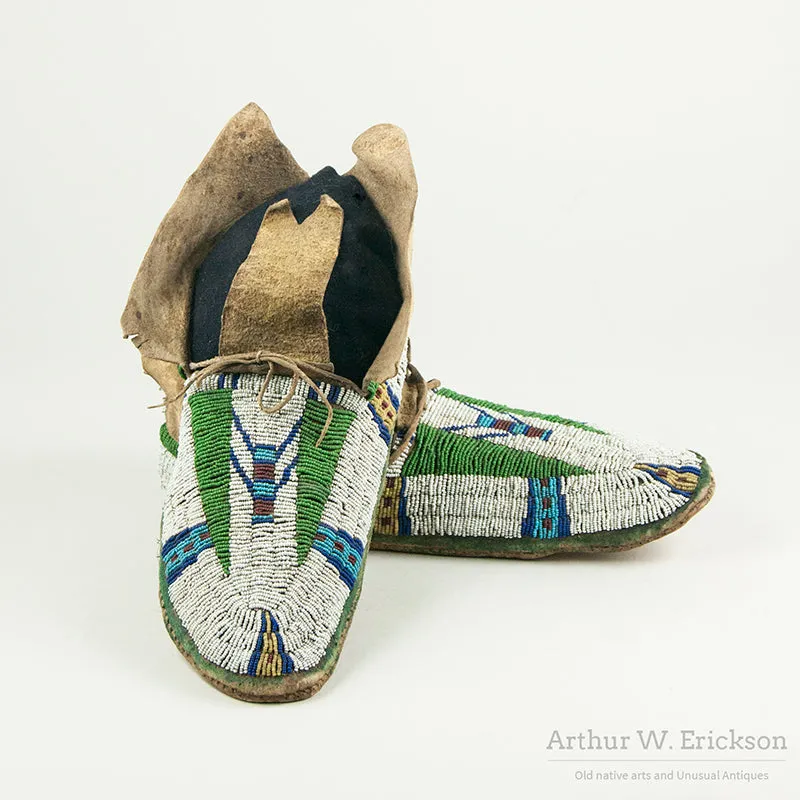 Fully Beaded 19th Century Cheyenne Moccasins