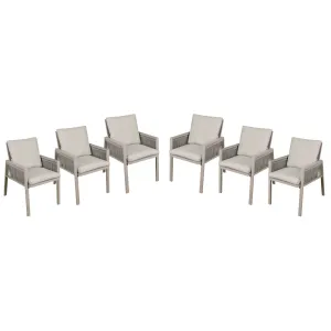 Fusion Garden/Patio Dining Chairs with Armrests, Set of 6, Light Grey - DG49