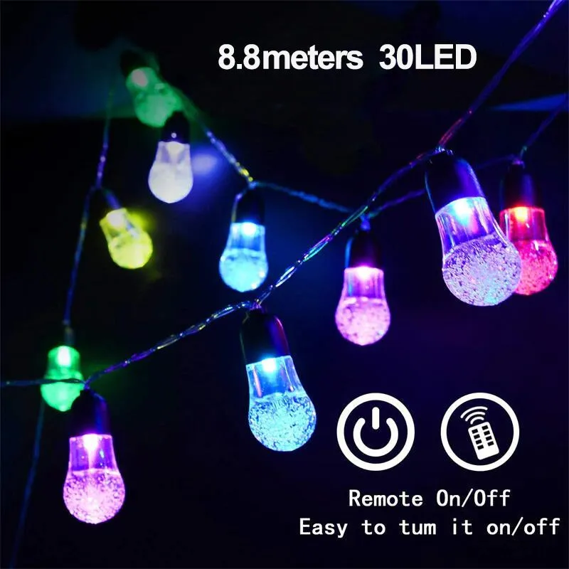 G40 30LED Waterproof Fairy Lights Outdoor 8 Mode Solar Powered Crystal Ball String Lights