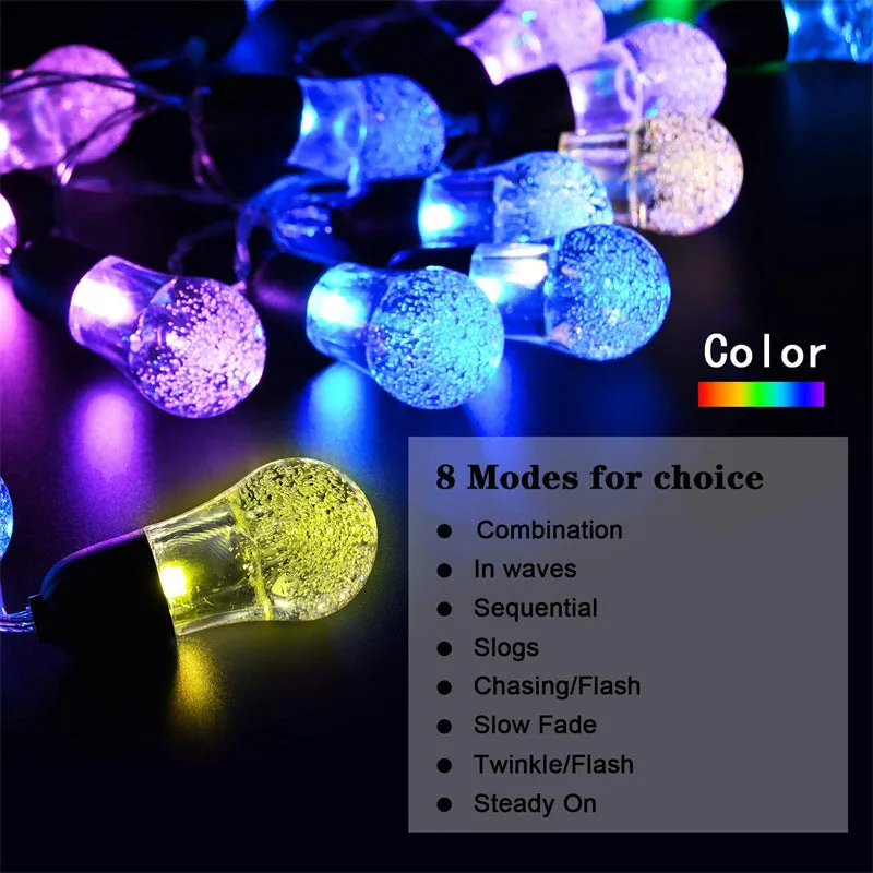 G40 30LED Waterproof Fairy Lights Outdoor 8 Mode Solar Powered Crystal Ball String Lights