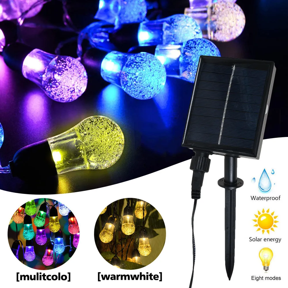 G40 30LED Waterproof Fairy Lights Outdoor 8 Mode Solar Powered Crystal Ball String Lights