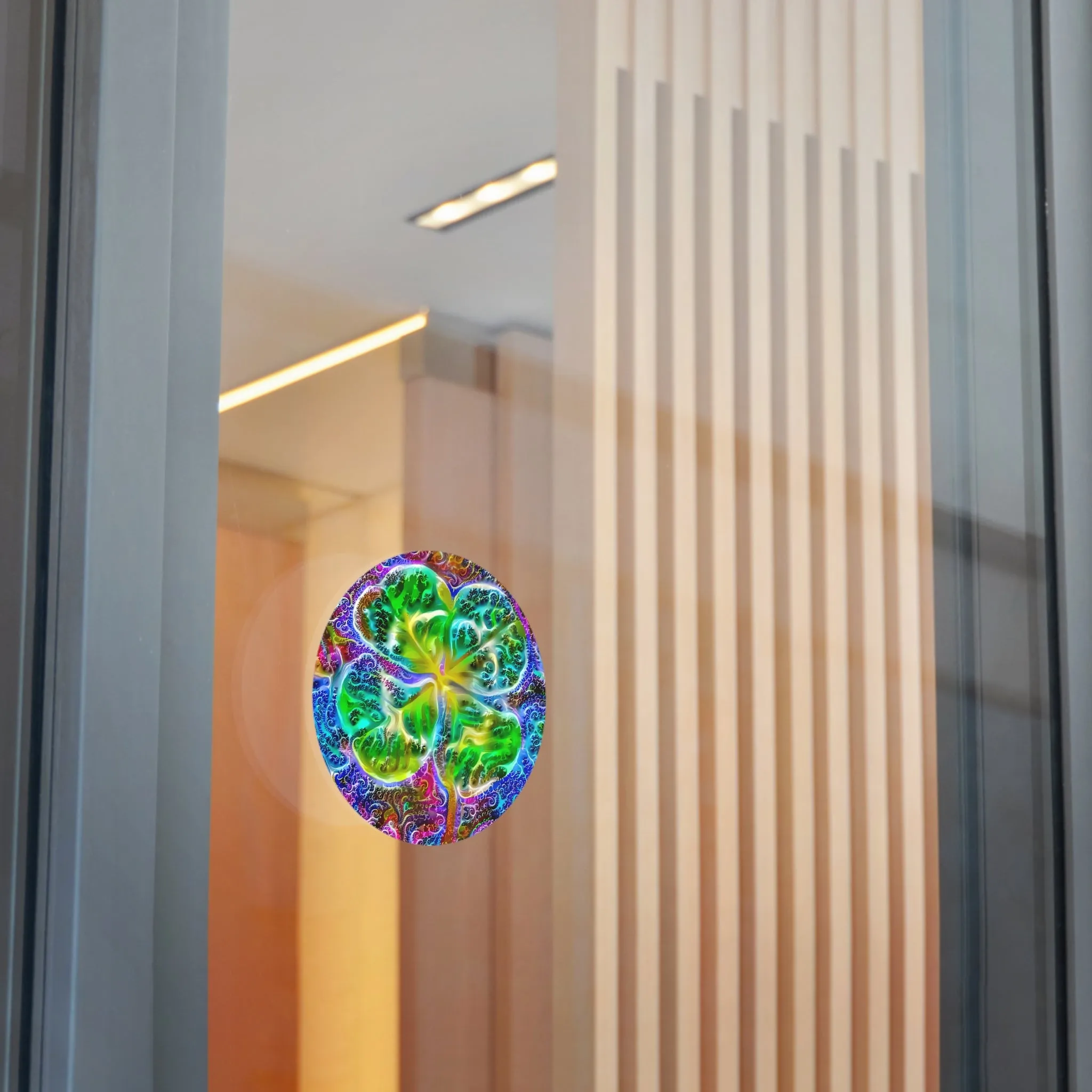 Galaxy Frog Clover Round Vinyl Stickers