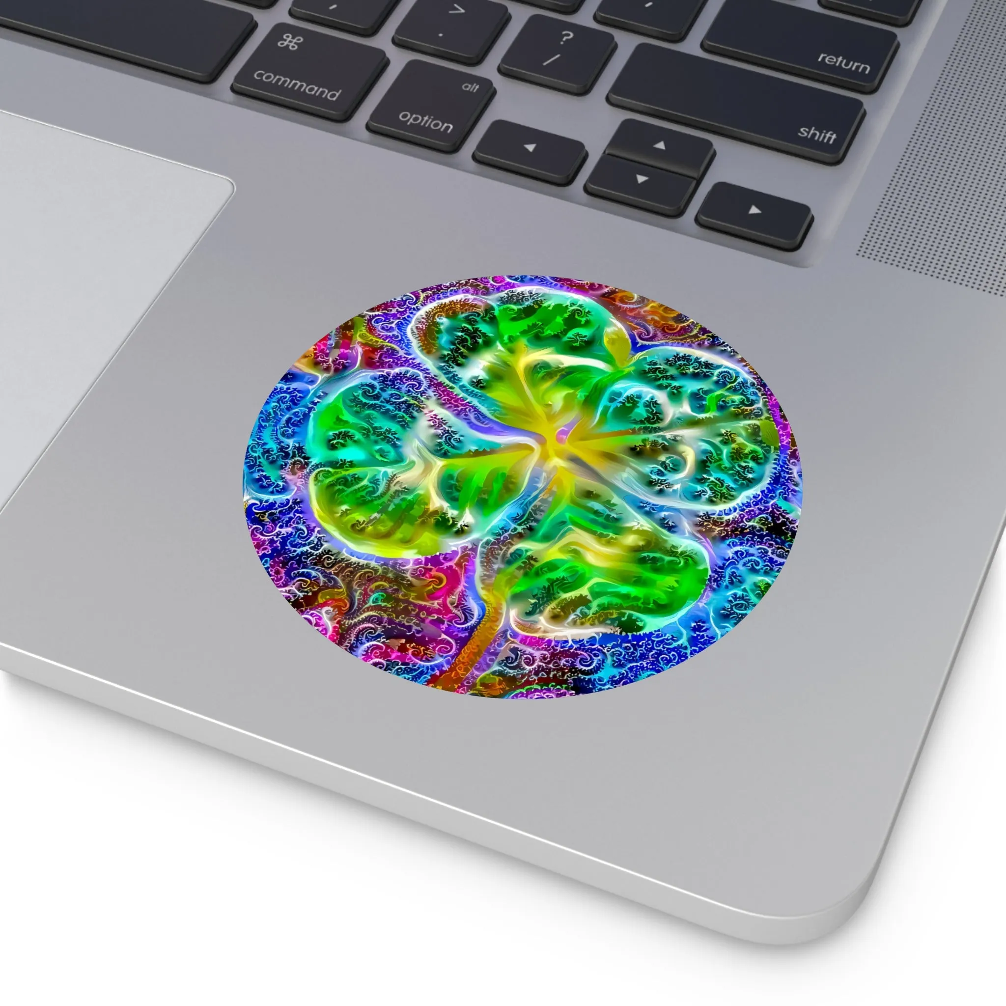 Galaxy Frog Clover Round Vinyl Stickers