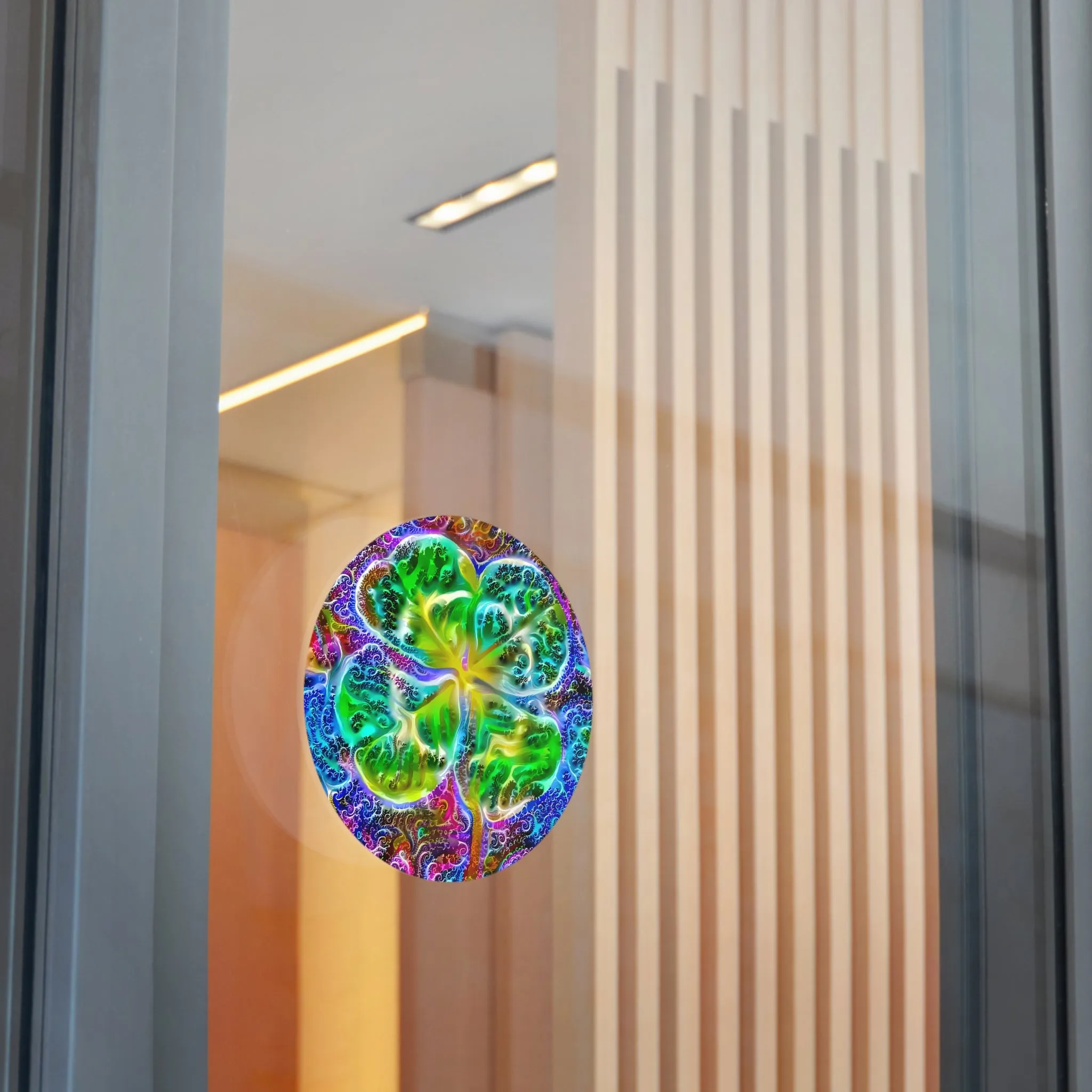 Galaxy Frog Clover Round Vinyl Stickers