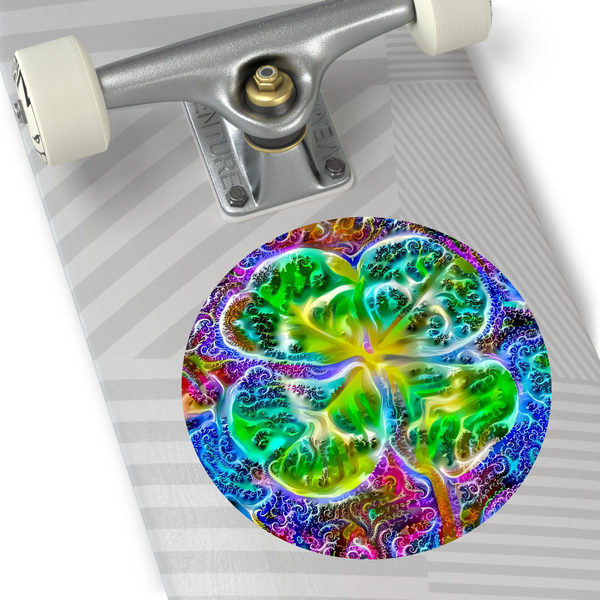 Galaxy Frog Clover Round Vinyl Stickers