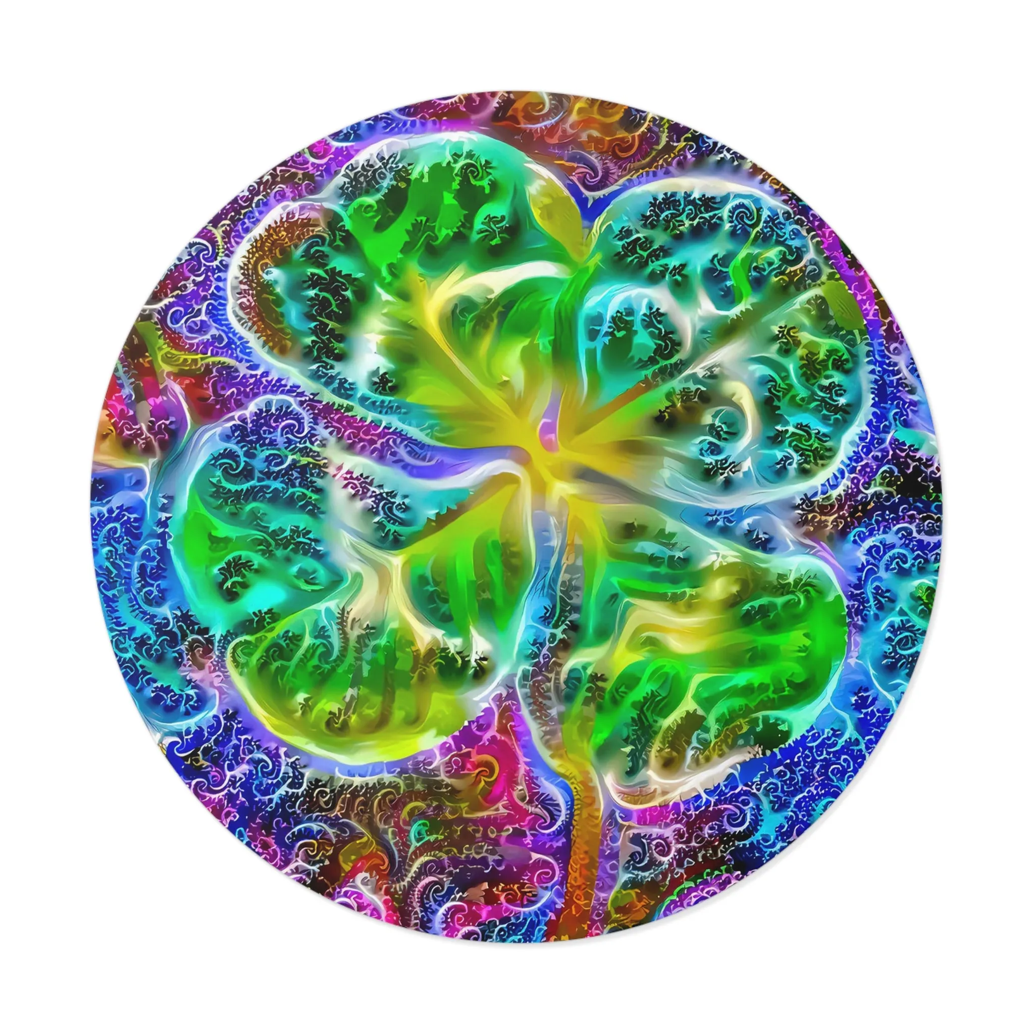Galaxy Frog Clover Round Vinyl Stickers