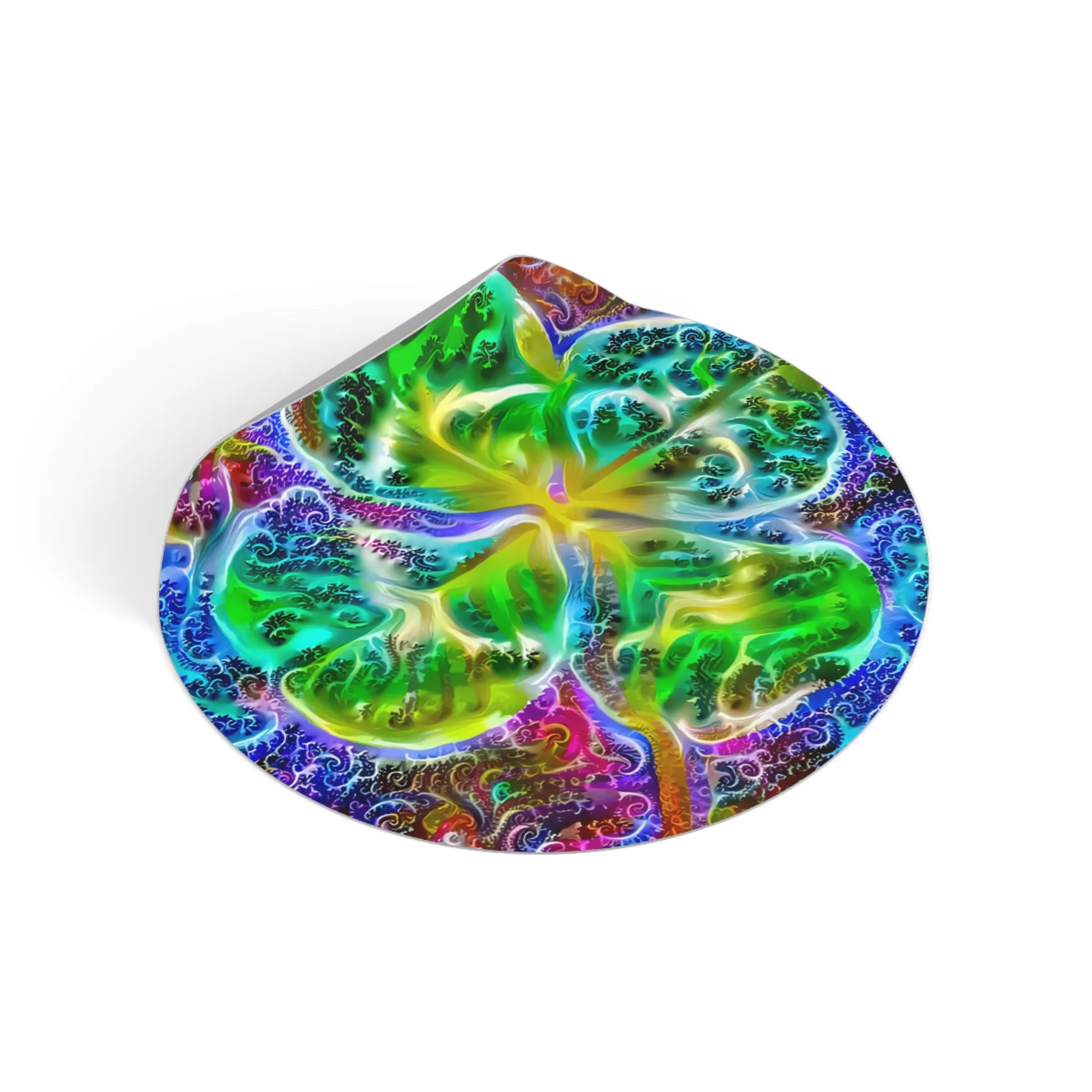 Galaxy Frog Clover Round Vinyl Stickers