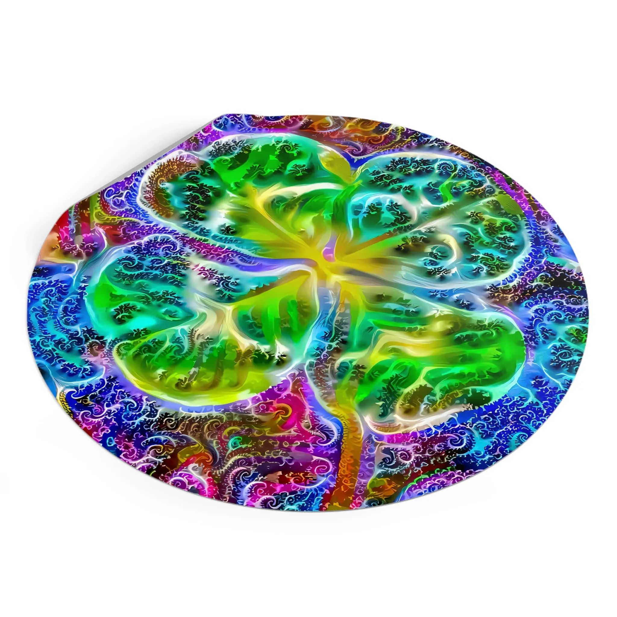 Galaxy Frog Clover Round Vinyl Stickers