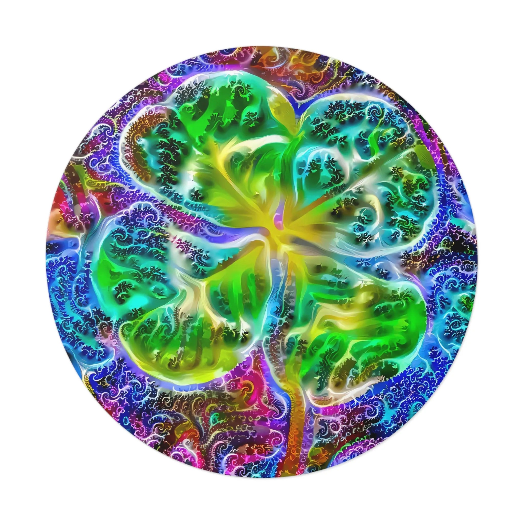 Galaxy Frog Clover Round Vinyl Stickers