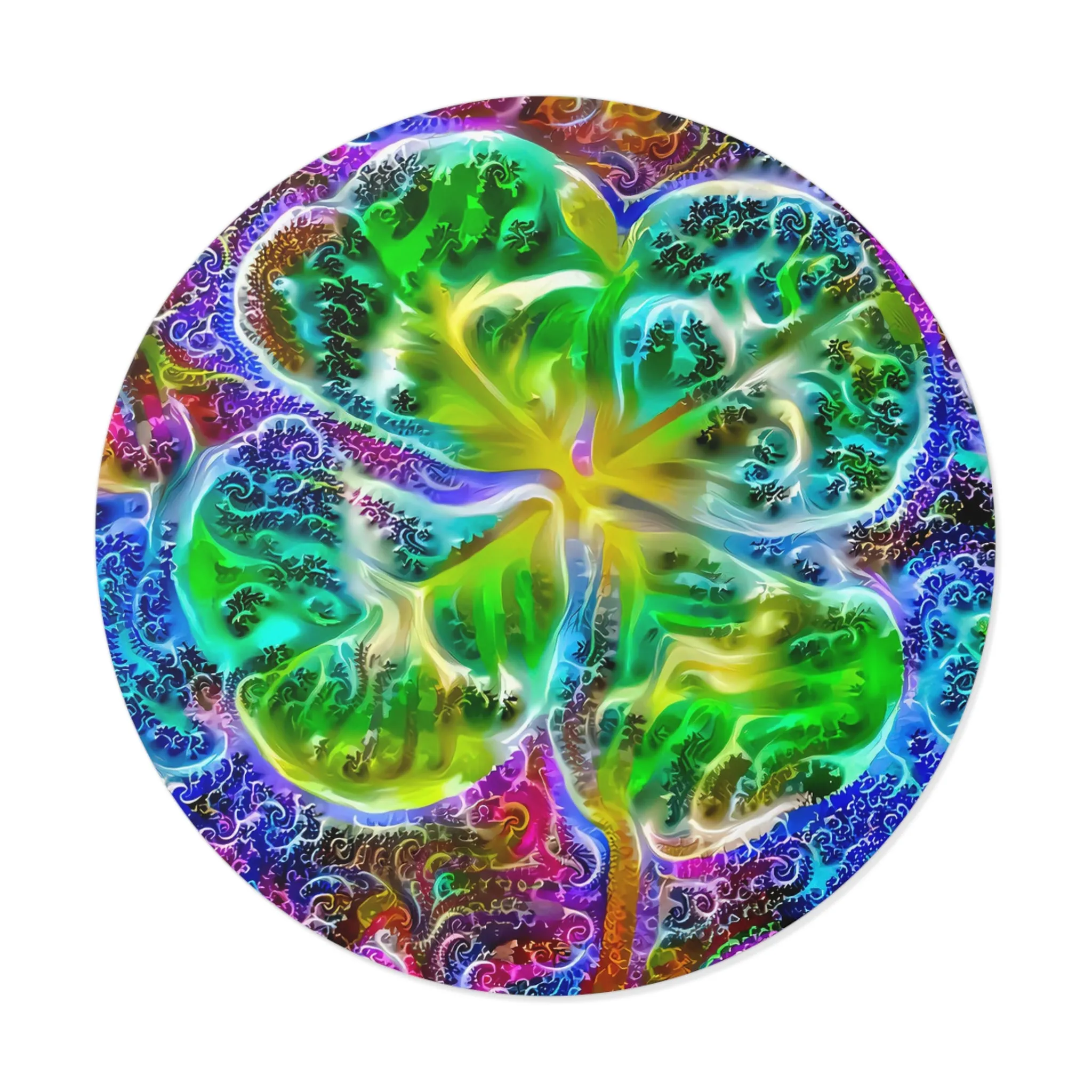 Galaxy Frog Clover Round Vinyl Stickers