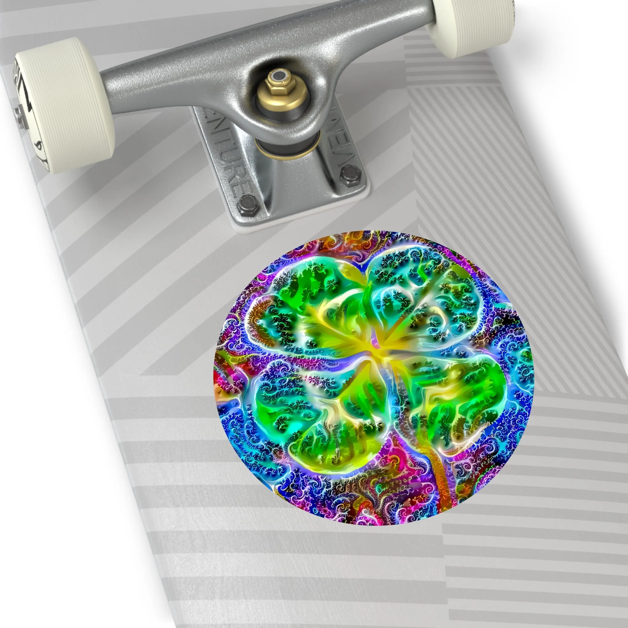 Galaxy Frog Clover Round Vinyl Stickers