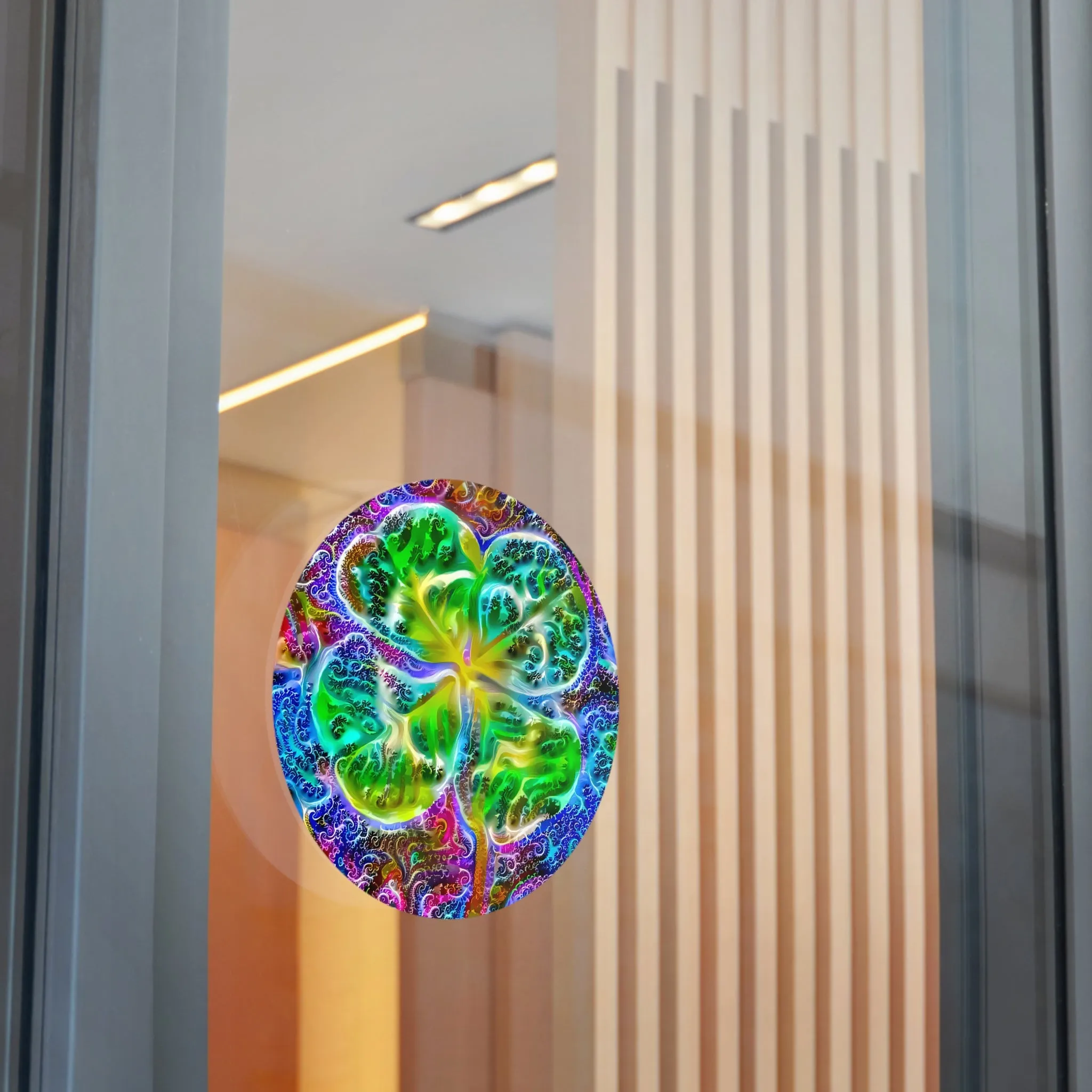 Galaxy Frog Clover Round Vinyl Stickers