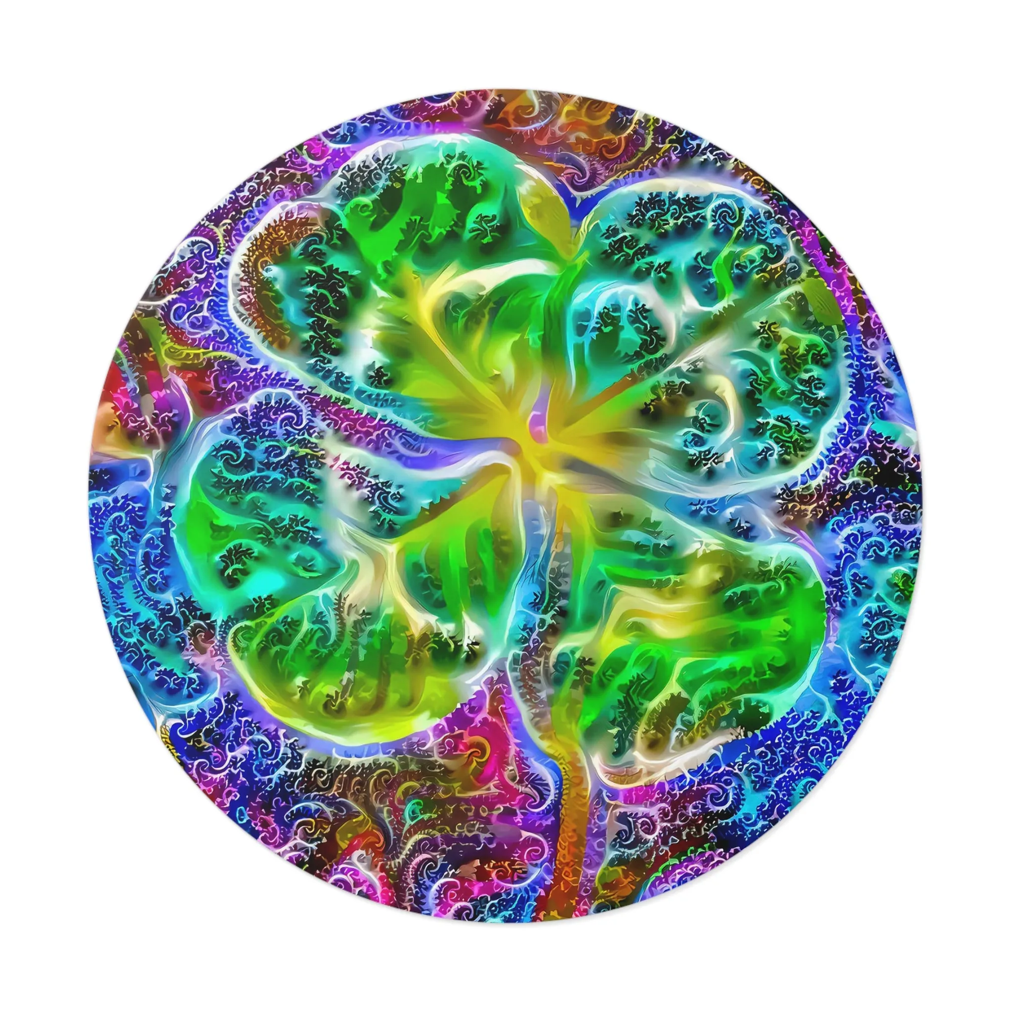 Galaxy Frog Clover Round Vinyl Stickers