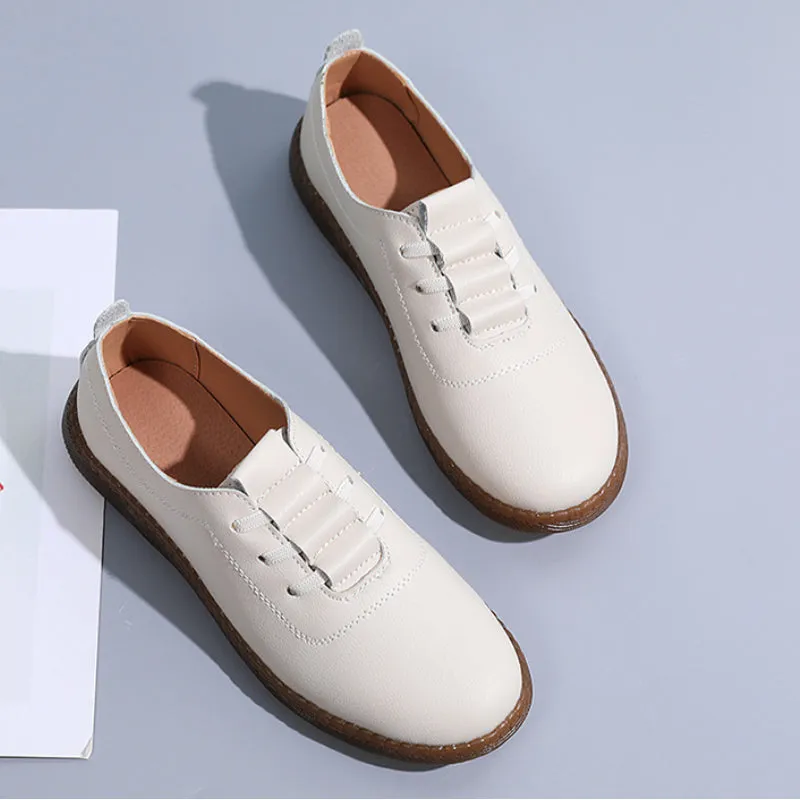 Genuine Leather Women's Soft Sole Hollow Anti-slip Casual Leather Shoes