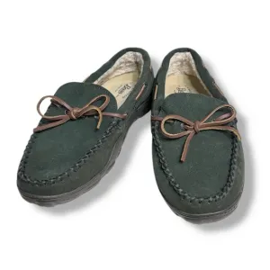 G.H. BASS Green Suede Moccasin Shoes Faux Shearling Lining