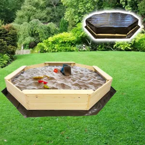 Giant Eco FSC Deluxe Wooden Sandpit with Waterproof Cover | 1.77m diameter | 18m 