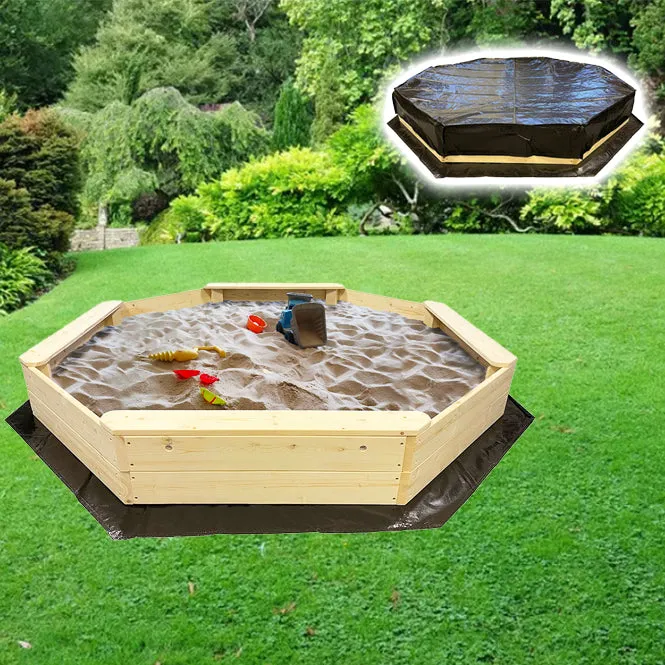 Giant Eco FSC Deluxe Wooden Sandpit with Waterproof Cover | 1.77m diameter | 18m 