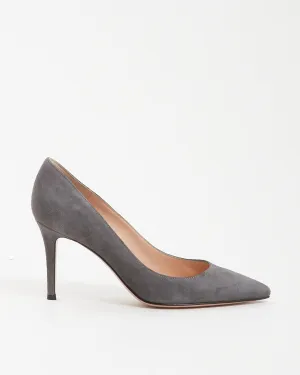 Gianvito Rossi Dark Grey Suede 85 Point Toe Heel - 36