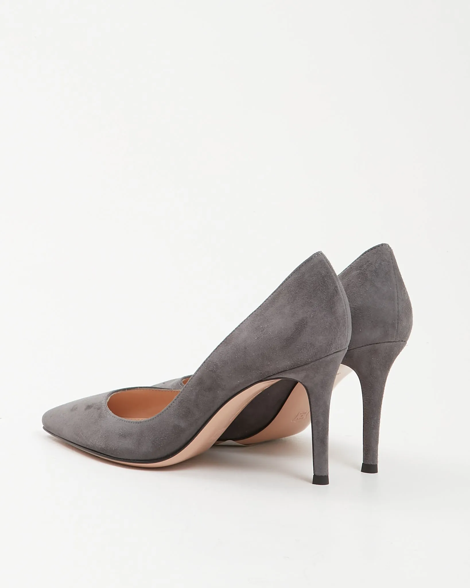 Gianvito Rossi Dark Grey Suede 85 Point Toe Heel - 36