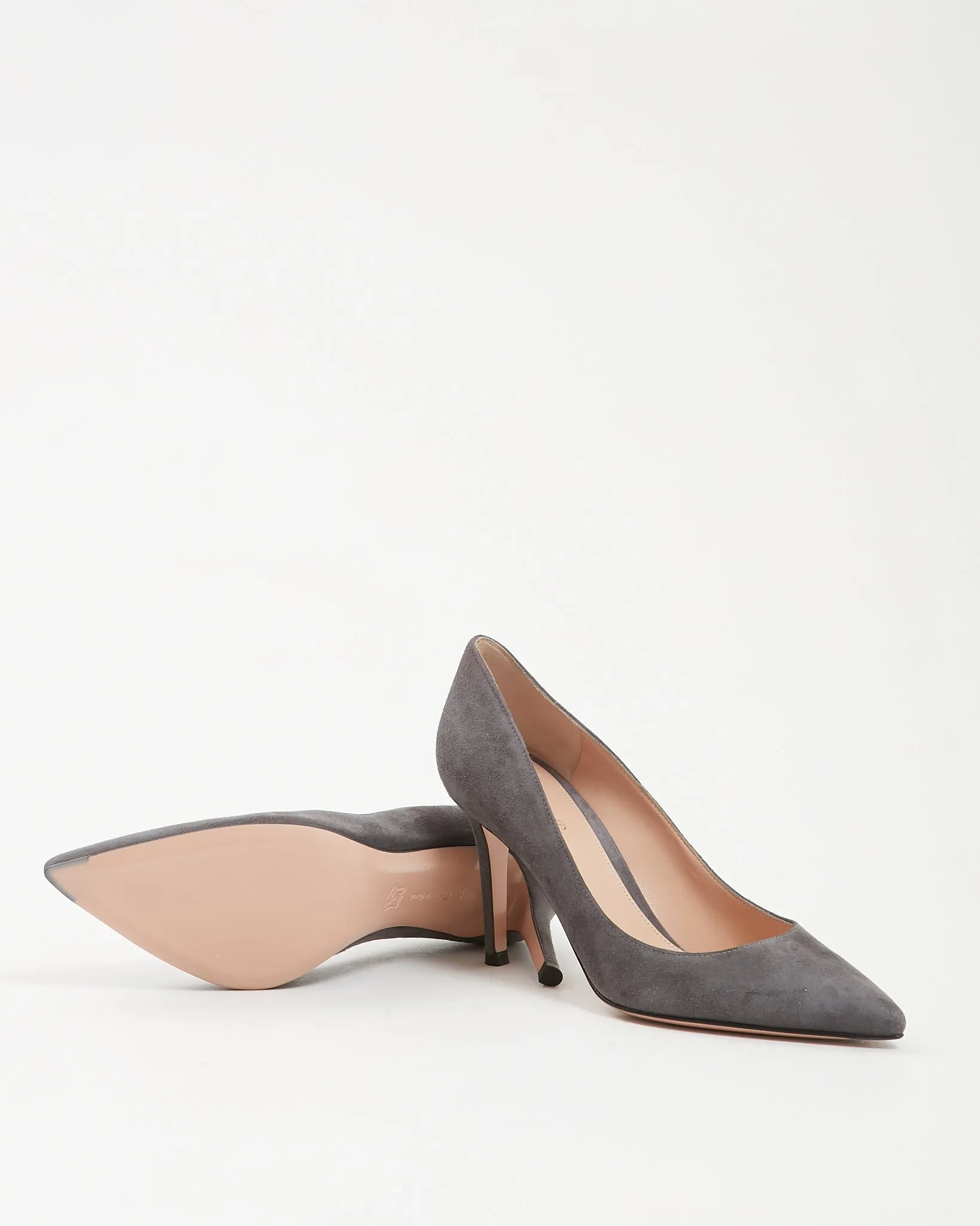 Gianvito Rossi Dark Grey Suede 85 Point Toe Heel - 36