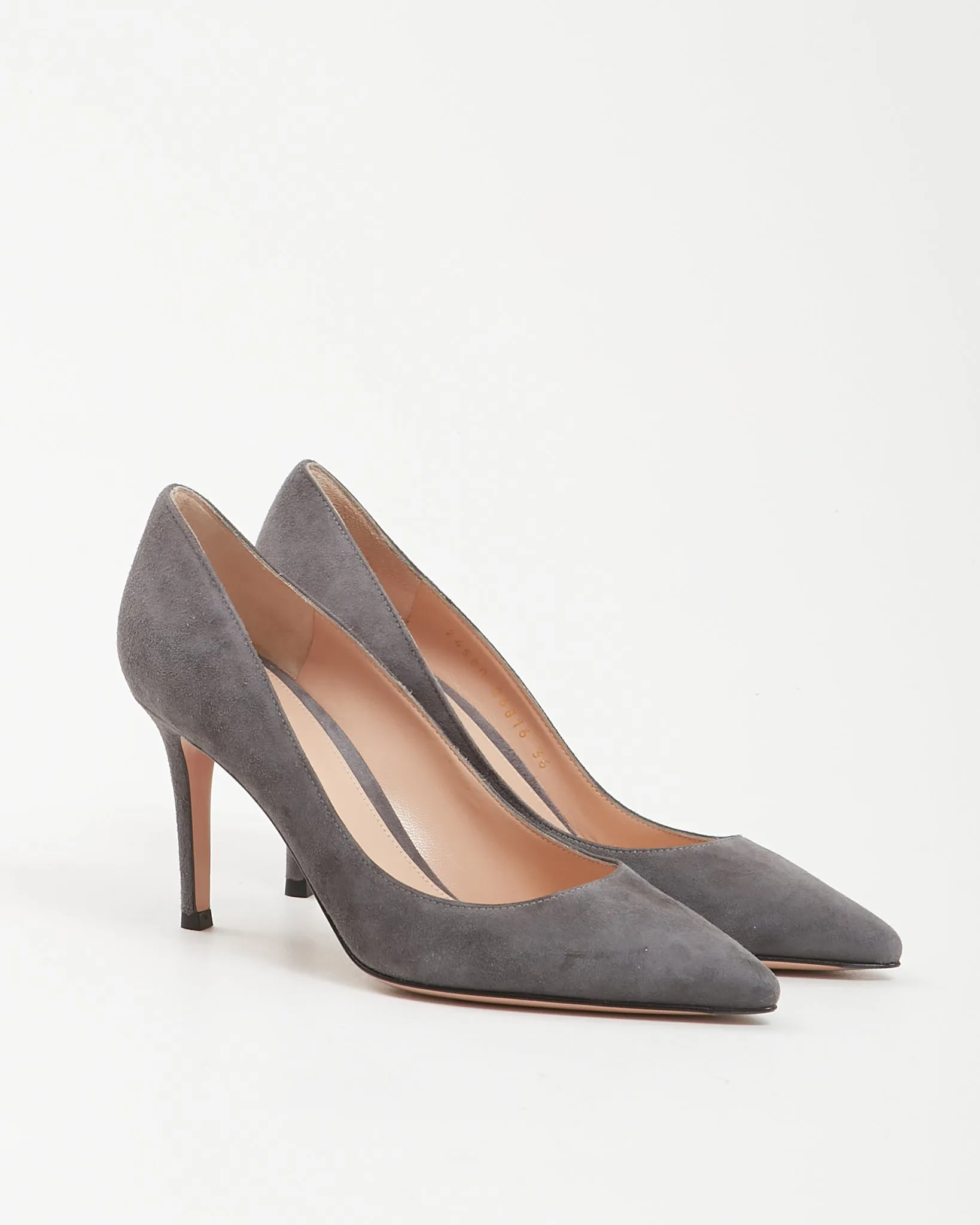 Gianvito Rossi Dark Grey Suede 85 Point Toe Heel - 36