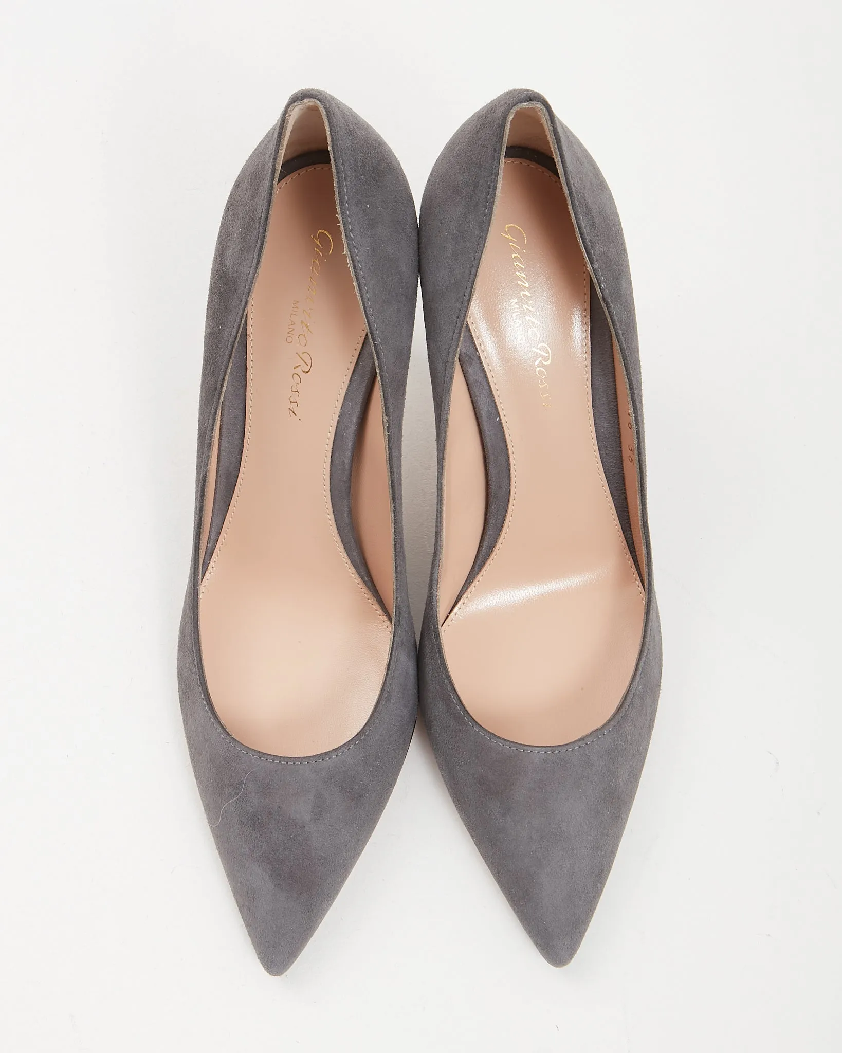 Gianvito Rossi Dark Grey Suede 85 Point Toe Heel - 36