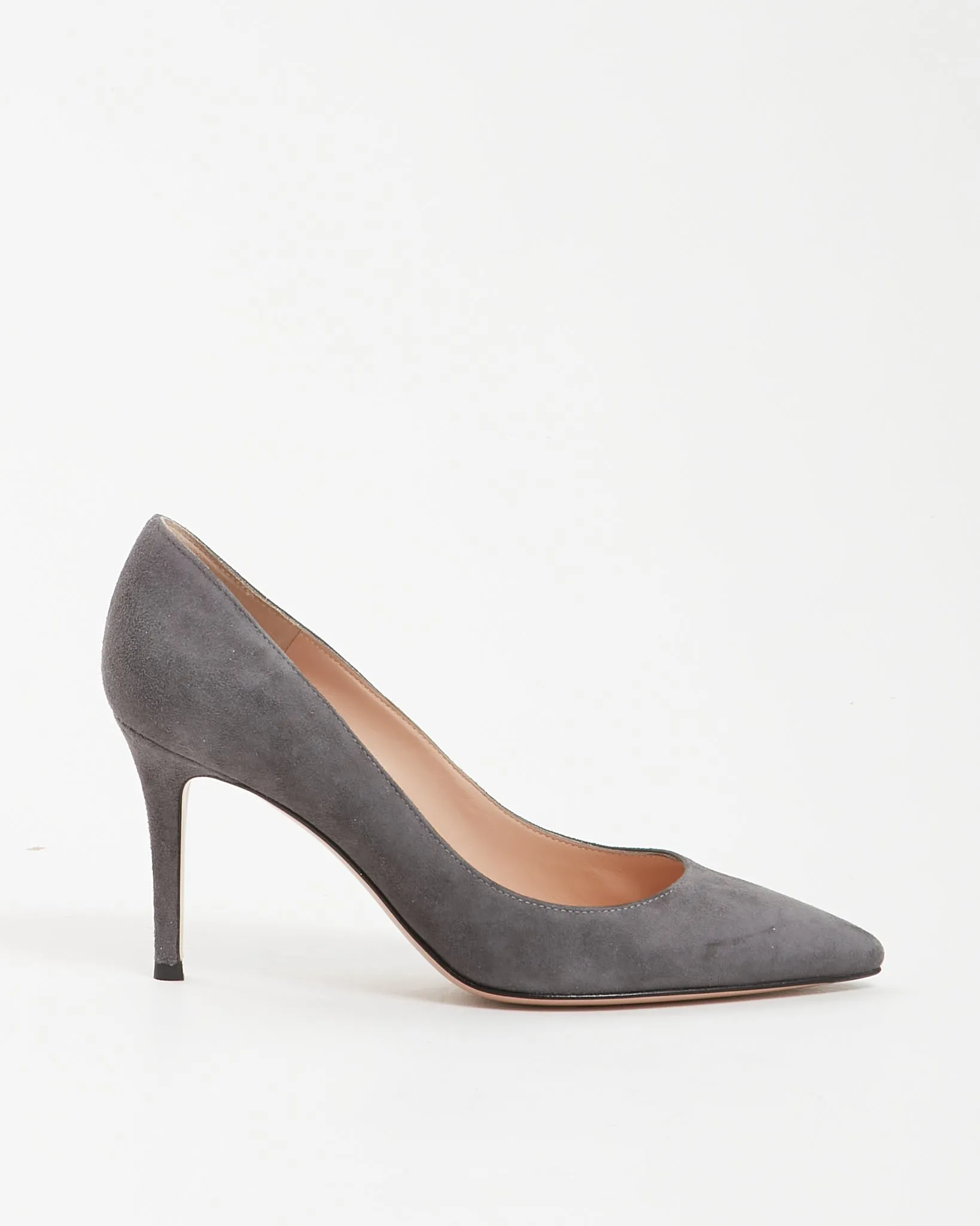 Gianvito Rossi Dark Grey Suede 85 Point Toe Heel - 36