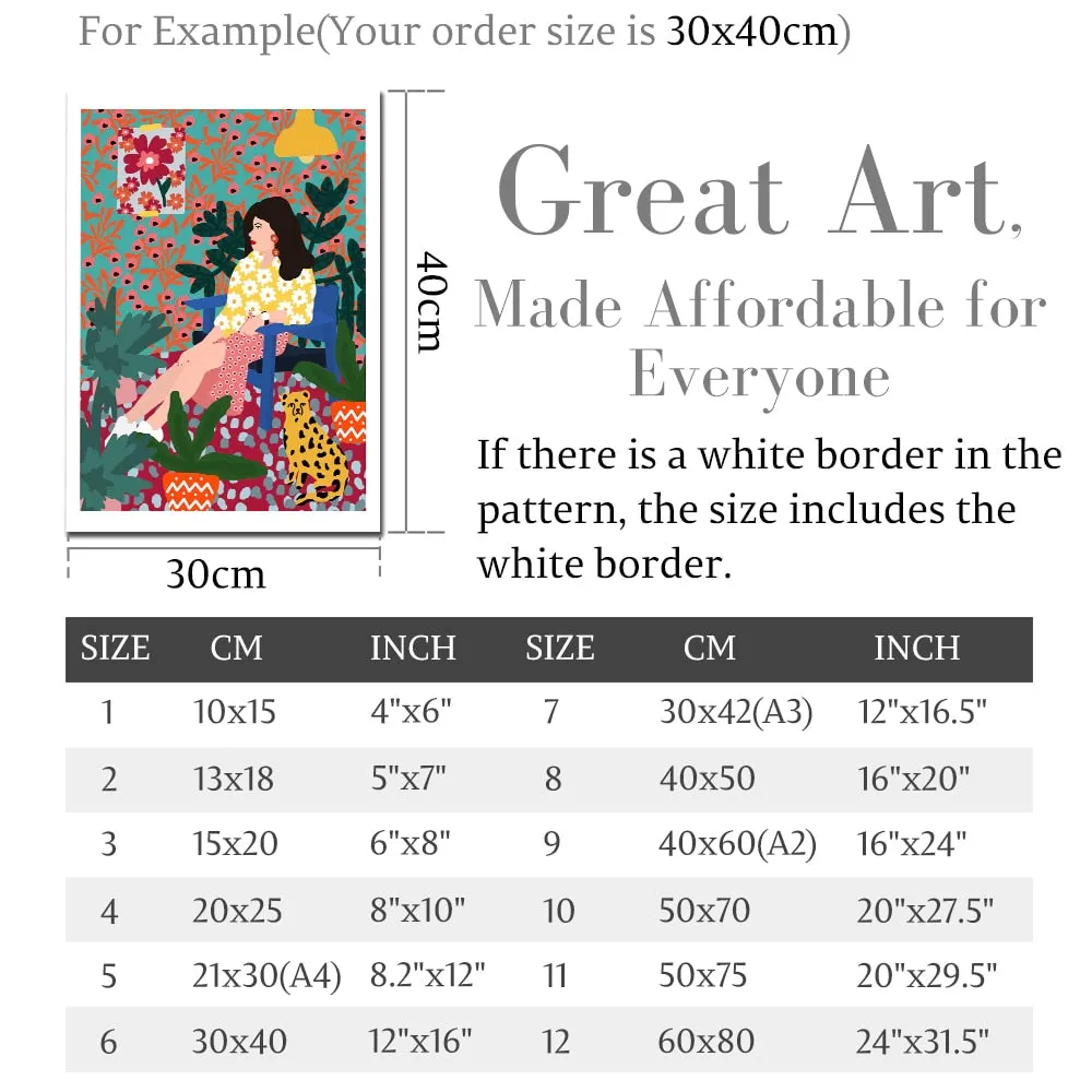 Girl Waiting Floral Abstract Wall Art