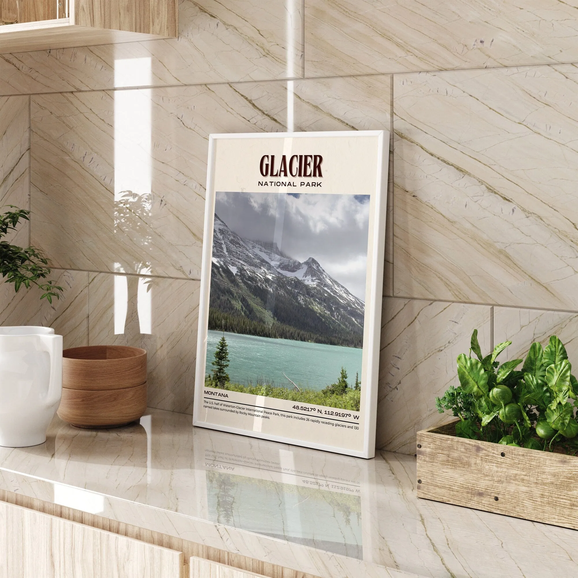 Glacier National Park Vintage Wall Art, Montana, USA