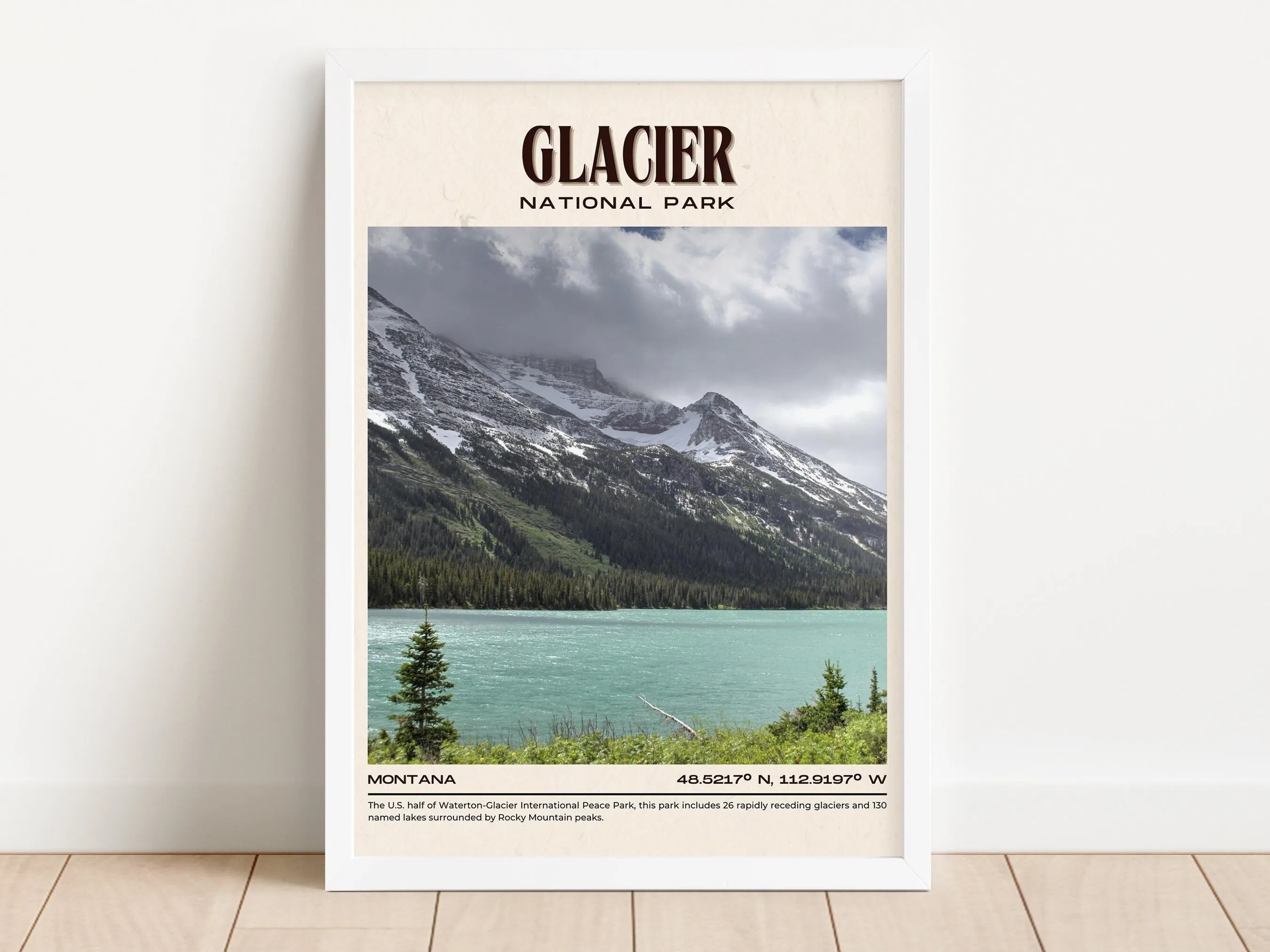 Glacier National Park Vintage Wall Art, Montana, USA