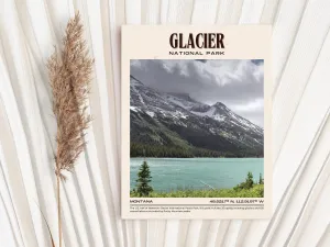 Glacier National Park Vintage Wall Art, Montana, USA