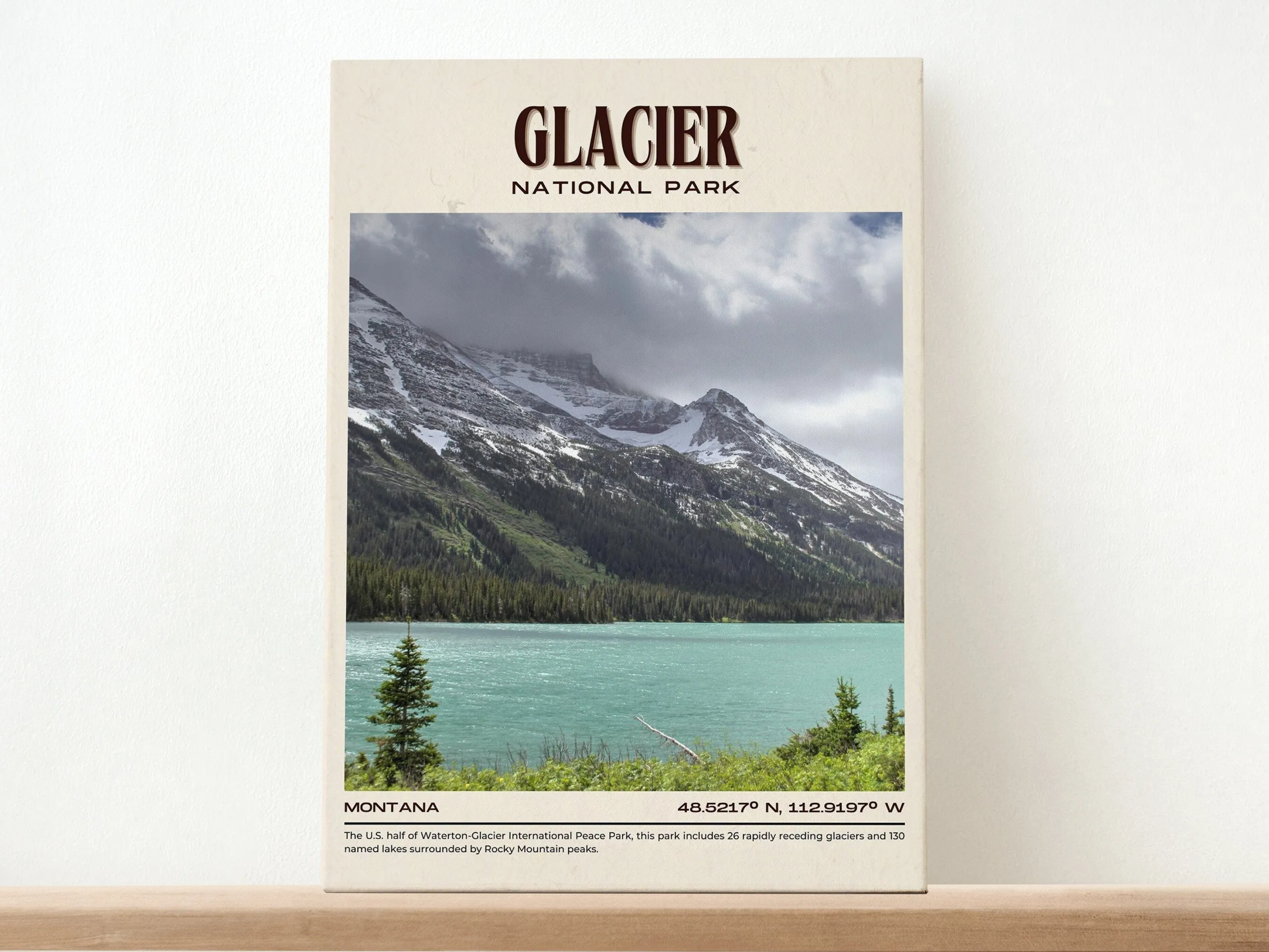 Glacier National Park Vintage Wall Art, Montana, USA
