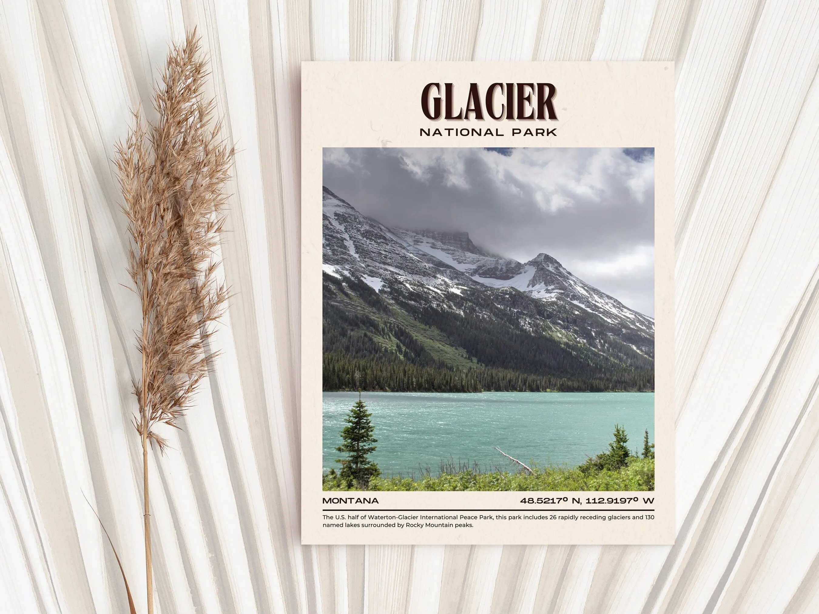 Glacier National Park Vintage Wall Art, Montana, USA