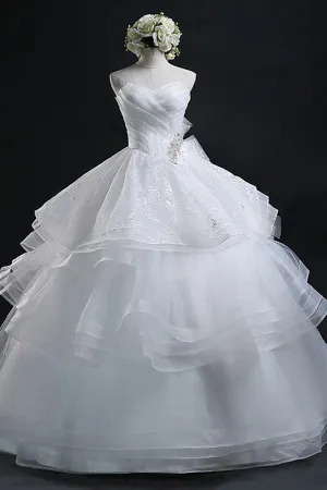 Glamorous Ball Gown Sweetheart Organza Wedding Dress With Lace TN0010