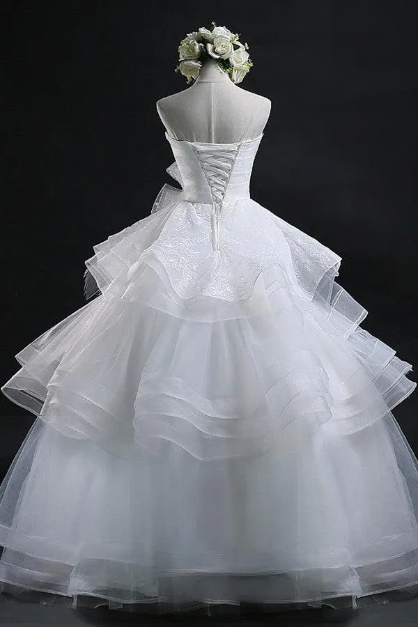 Glamorous Ball Gown Sweetheart Organza Wedding Dress With Lace TN0010