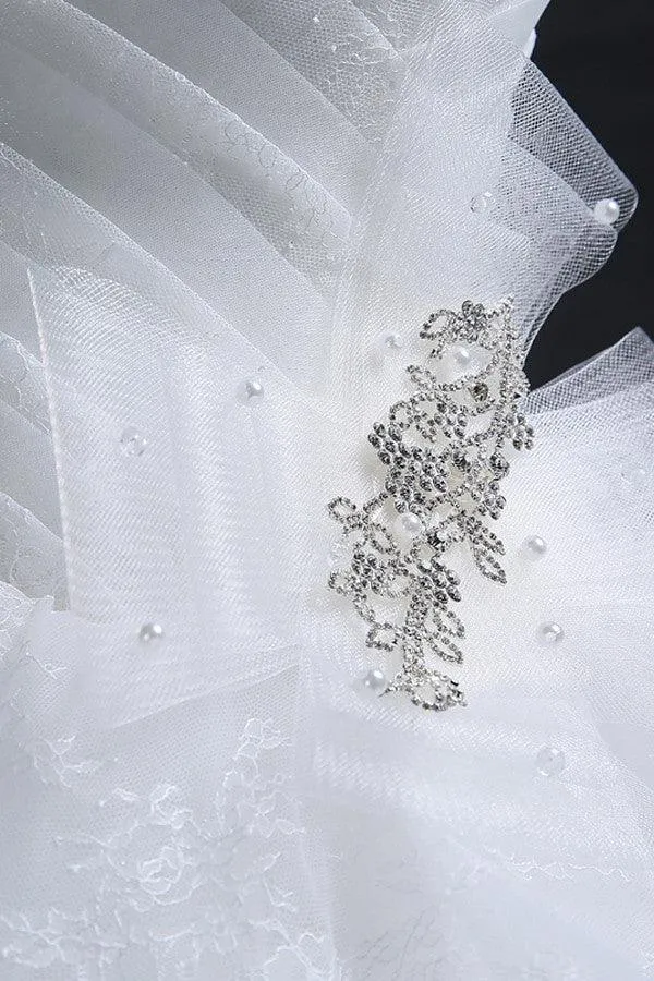Glamorous Ball Gown Sweetheart Organza Wedding Dress With Lace TN0010