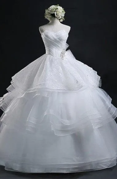 Glamorous Ball Gown Sweetheart Organza Wedding Dress With Lace TN0010